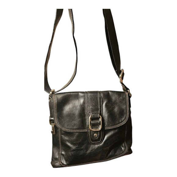 Women's Vintage Fossil Leather Crossbody Bag Black - Picture 7 of 16